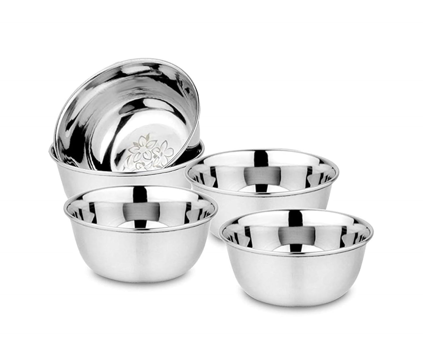 Stainless Steel Vinod (Gol Bidding) Katori| Set of 6 |Laser