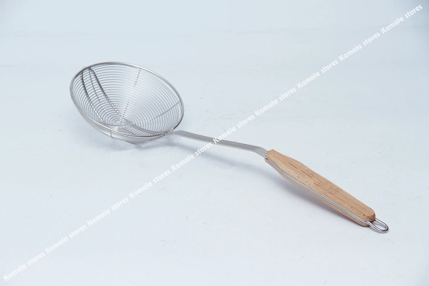 Jhara Stainless Steel Deep Frying Skimmer Wooden Handle