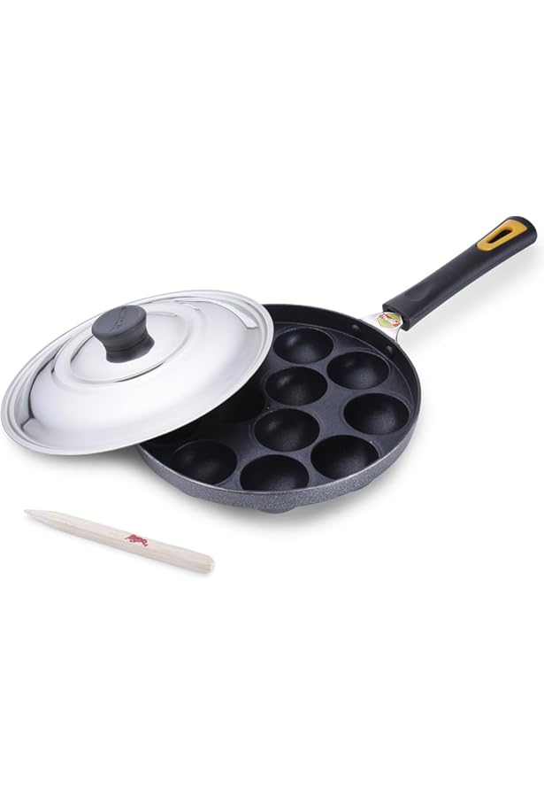 Non-Stick Appa Patra Pan with Lid and Skewer