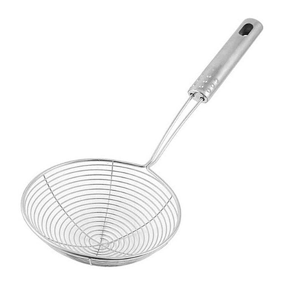 Jhara Stainless Steel Deep Frying Skimmer Steel Handle