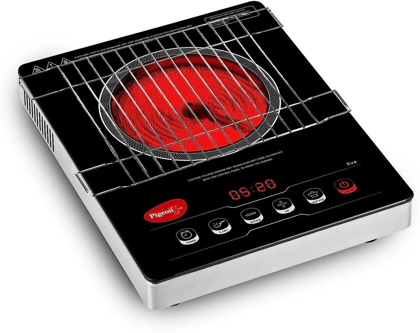 EVA Infrared Cooktop 2000W Stainless Steel Electric Cooker with Grill