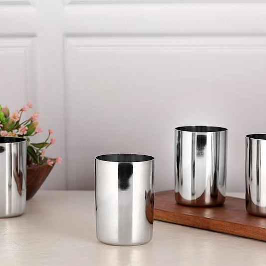 Prashi Steel Amarpali Stainless Steel Glass - set of 6 (Plain)