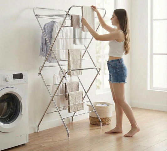 Heavy Duty - 0.75 inch-12 rod Steel Foldable Cloth drying Towel Stand
