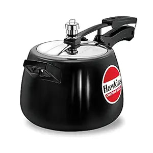 Hawkins Hard Anodised Pressure Cooker Stainless Steel Lid Black Finish 1.5L-6.5L
