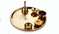 Mannat Puja Thali Golden Stainless Steel Ritual Set