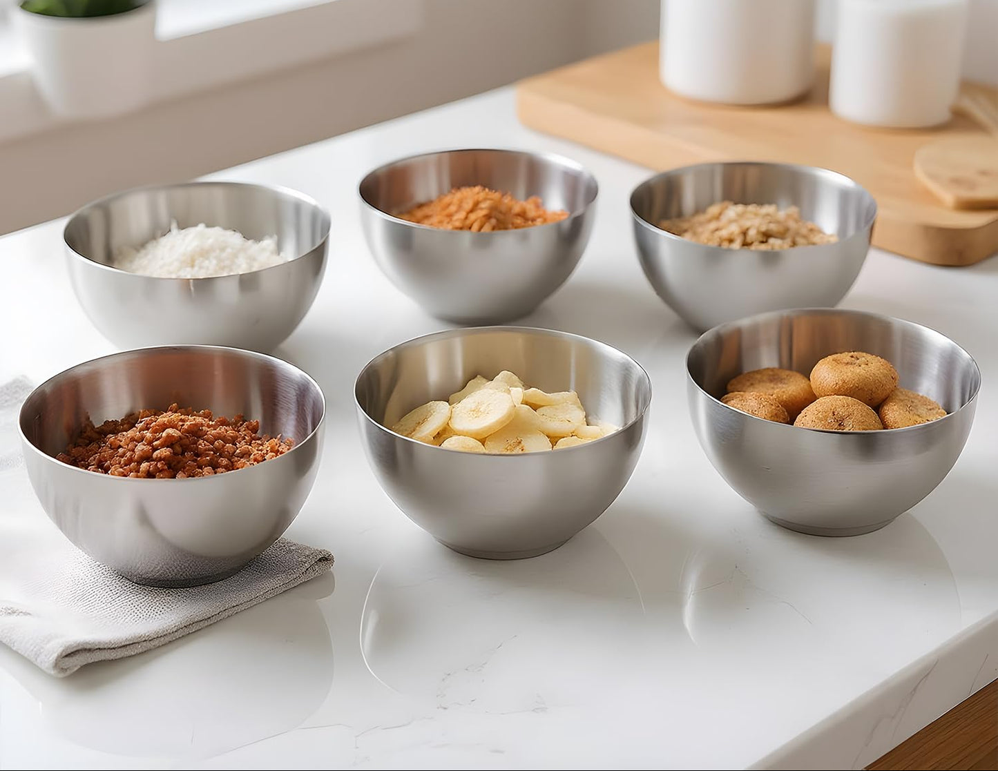Stainless Steel Apple Vati/Katori Set | Set of 6 | Laser