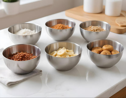 Stainless Steel Apple Vati/Katori Set | Set of 6 | Laser