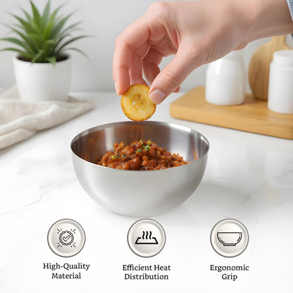 Stainless Steel Apple Vati/Katori Set | Set of 6 | Laser