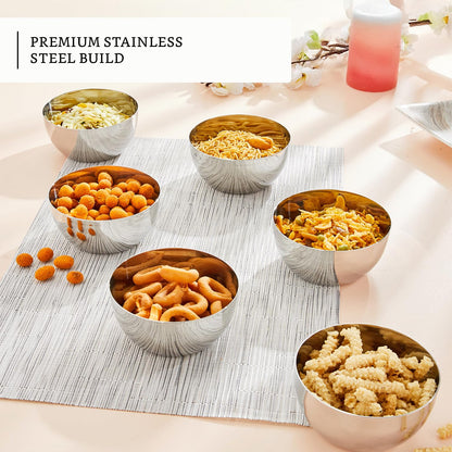 Stainless Steel Apple Vati/Katori Set | Set of 6 | Laser