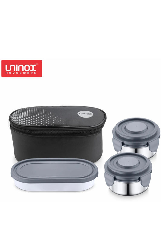 Stainless Steel Lunch Box Lockmeal Combo S 300ml + 300ml + Chapati Tray