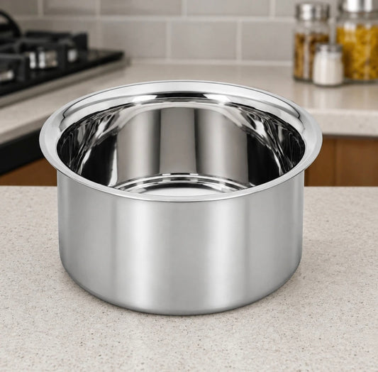 Prashi Steel Stainless Steel 18 gaze heavy Tope  flat bottom