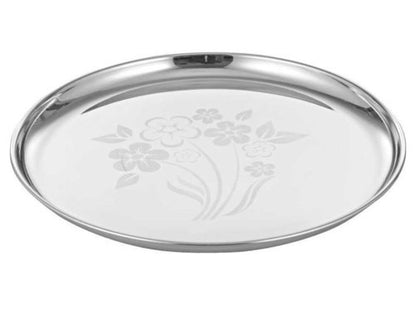 Stainless Steel China Plate | Set of 6 | Laser Assorted Flower