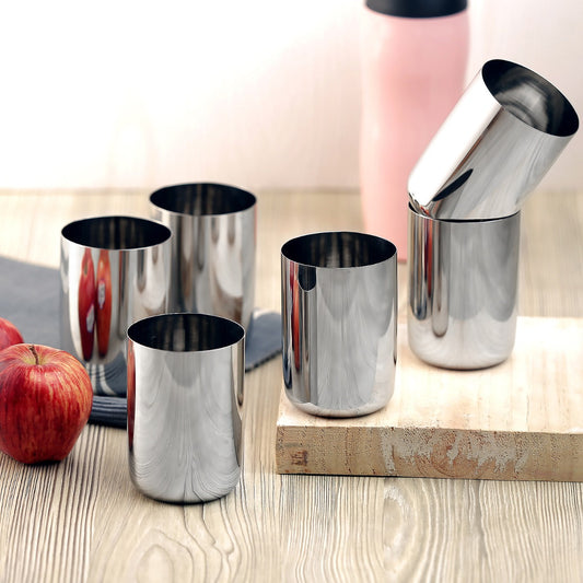 Prashi Steel Stainless Steel Royal Glass  (Set Of 6) Plain