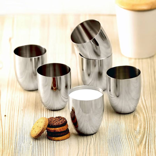 Prashi Stainless Steel U-Shape Glass Set Of 6) Plain