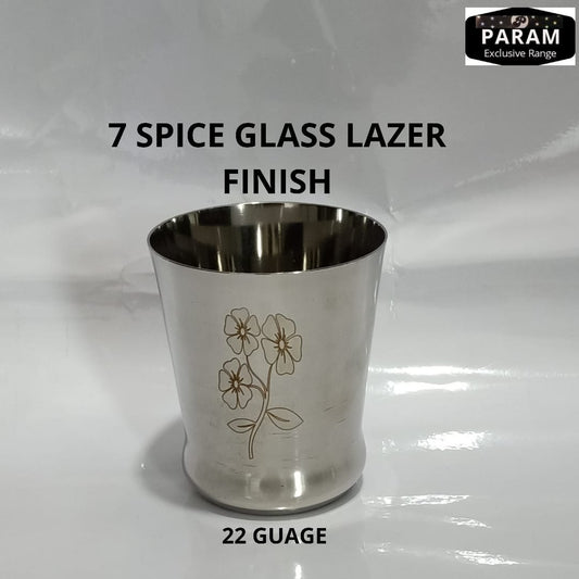 Prashi Stainless Steel Rajwadi Glass (Set Of 6) Lazer
