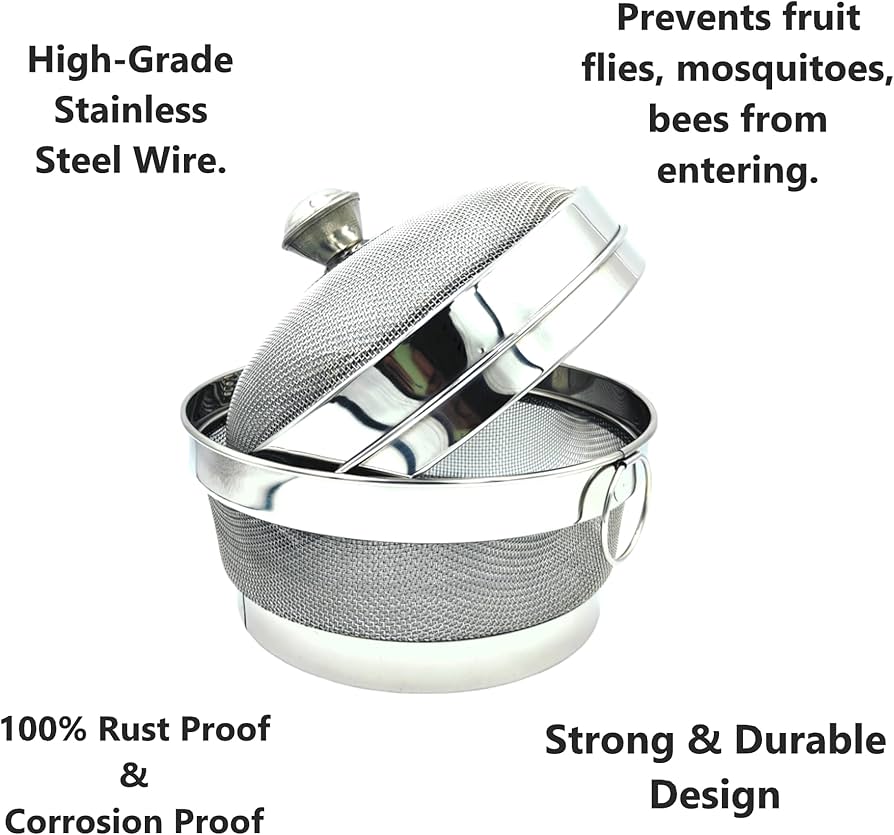 Stainless Steel Fruit Basket with Lid – Mesh Storage basket for Kitchen