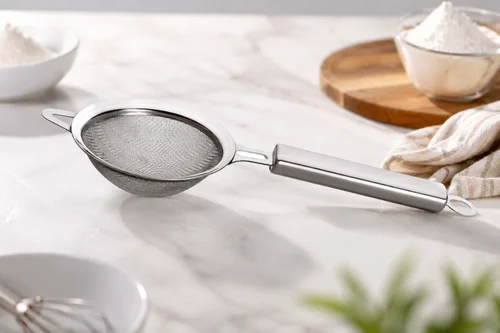 Stainless Steel Tea Stainer – Fine Mesh (double jali) Pipe handle