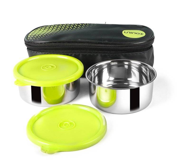Stainless Steel Lunch Box Lazeez 300ml 2 PCS with Bag