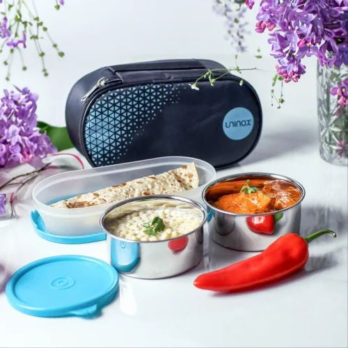 Stainless Steel Lunch Box Set 300ml 2 PCS + Chapati Tray