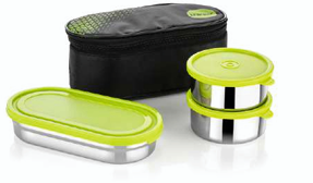 Stainless Steel Lunch Box Set 300ml 2 PCS + Chapati Tray