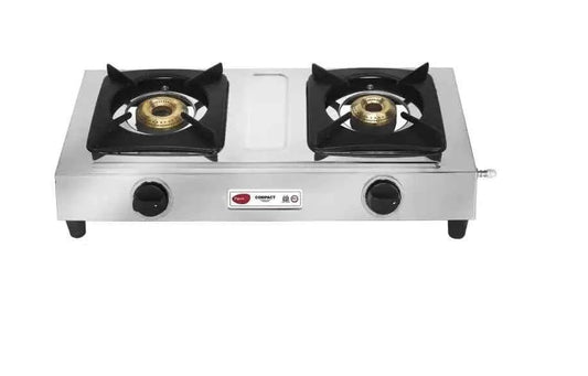 Compact Stainless Steel Gas Stove 2 Burner