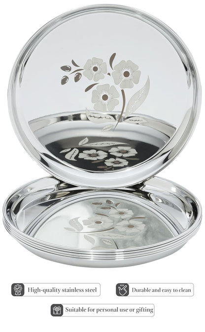 Stainless Steel NP Thali | Set of 6 | Plain