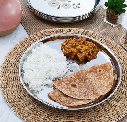 Stainless Steel NP Thali | Set of 6 | Plain