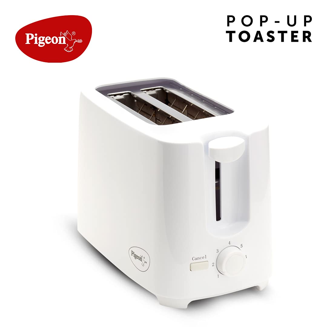 Pop-Up Toaster White 2 Slice Automatic Bread Toaster