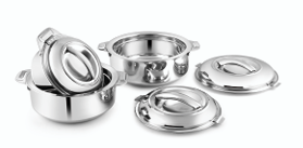 Stylo Stainless Steel Casserole Set of 3 (500ml, 1000ml, 1500ml)