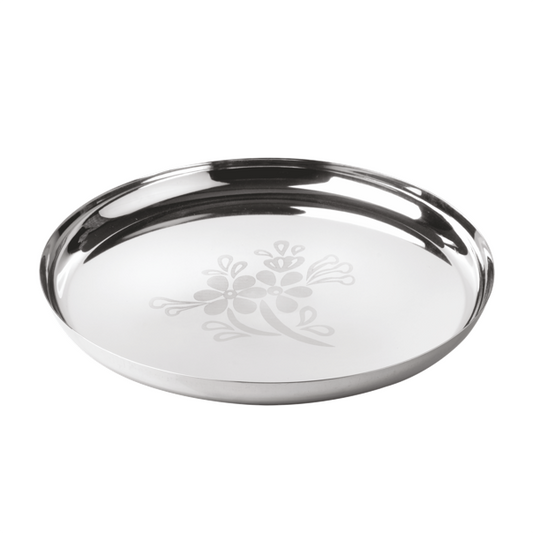 Stainless Steel Beggy Thali | Set of 6 | Laser Assorted Flower