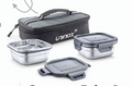 Square Bite 2 Stainless Steel Lunch Box 400ml + 400ml