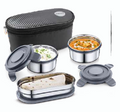 Stainless Steel Lunch Box Lockmeal Combo S 300ml + 300ml + Steel Chapati Tray