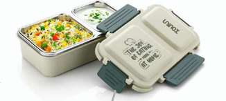 Tiffi Two Stainless Steel Lunch Box 2 Partition Mirror Finish